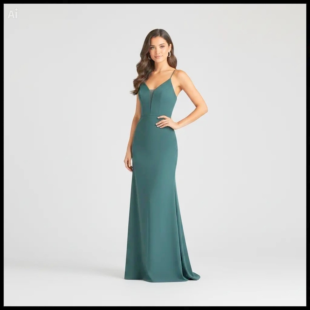 DB Studio Womens Dark Green V-Neck Mermaid Maxi Formal Gown Dress Size 0